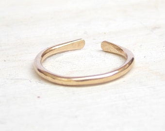 Hammered adjustable ring, hammered gold ring, adjustable gold ring, open end gold ring, thin hammered gold ring, hammered gold stacking ring