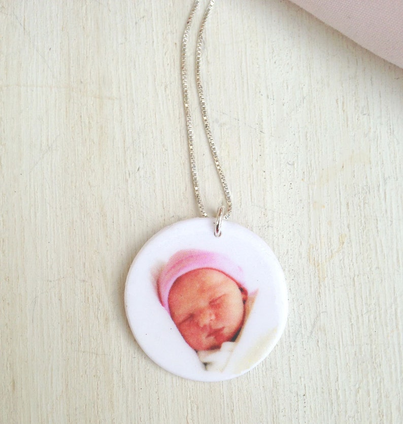 Photo necklace, photo pendant, custom photo necklace, photo charm, personalized necklace, mother's day gift, grandmother gift, baby photo image 1