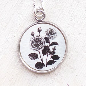 Rose necklace, silver rose, realistic rose jewelry, June birth flower necklace, June birth month, rose jewelry, June birthday gift, summer