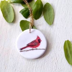 Cardinal necklace, red bird necklace, cardinal pendant, red bird pendant, Christmas jewelry, bird necklace, mother daughter necklaces, charm