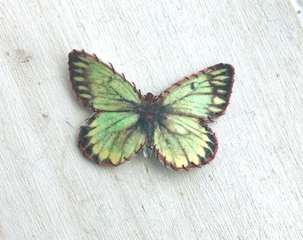 Green butterfly hair clip, butterfly snap clip, nature barrette, woodland hair accessory, for women, girls, toddlers, faux leather snap clip