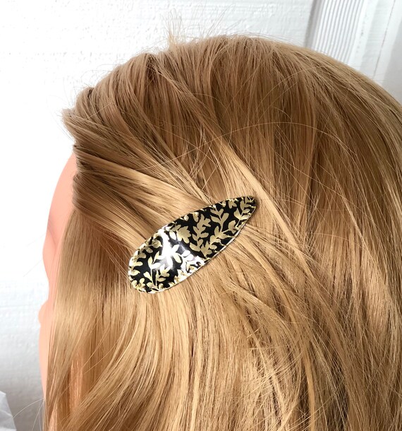 Gold Leaf Snap Clip Hair Clip Barrette, Silver Leaf Barrette  display picture 2