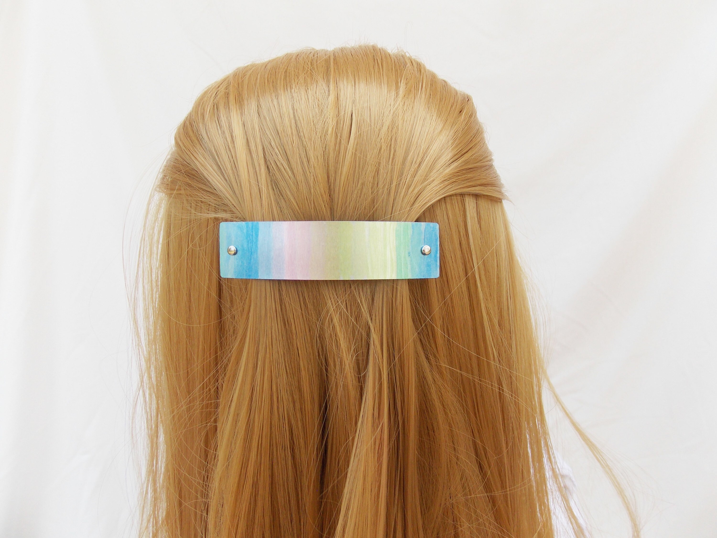 Rainbow barrette French barrette pastel barrette rainbow Etsy
