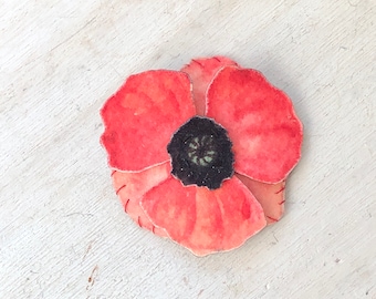 Poppy flower, snap clip, hair clip, barrette for women, girls, toddlers, poppy baby headband, thin hair, thick hair, red poppy hair pin