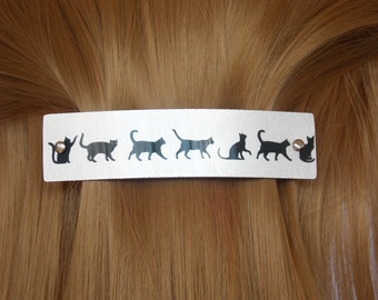 Pasador de gato, pasador francés, pinza para el pelo de gato, para mujer, siluetas de gato, regalo para amantes de los gatos, pasador de gato plateado, cabello grueso, cabello fino, gatos