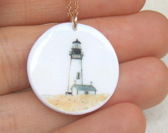 Lighthouse necklace, lighthouse charm, lighthouse pendant, lighthouse necklace gold, beach necklace gold, beach necklace women, beach charm