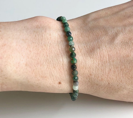 Faceted Emerald Stretchy Bracelets Faceted Emerald Stretchy Bracelets