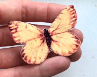 Deep yellow butterfly hair clip, snap clip, butterfly barrette, for women, for girls, for toddlers. Fine, thin, or thick hair snap clip.