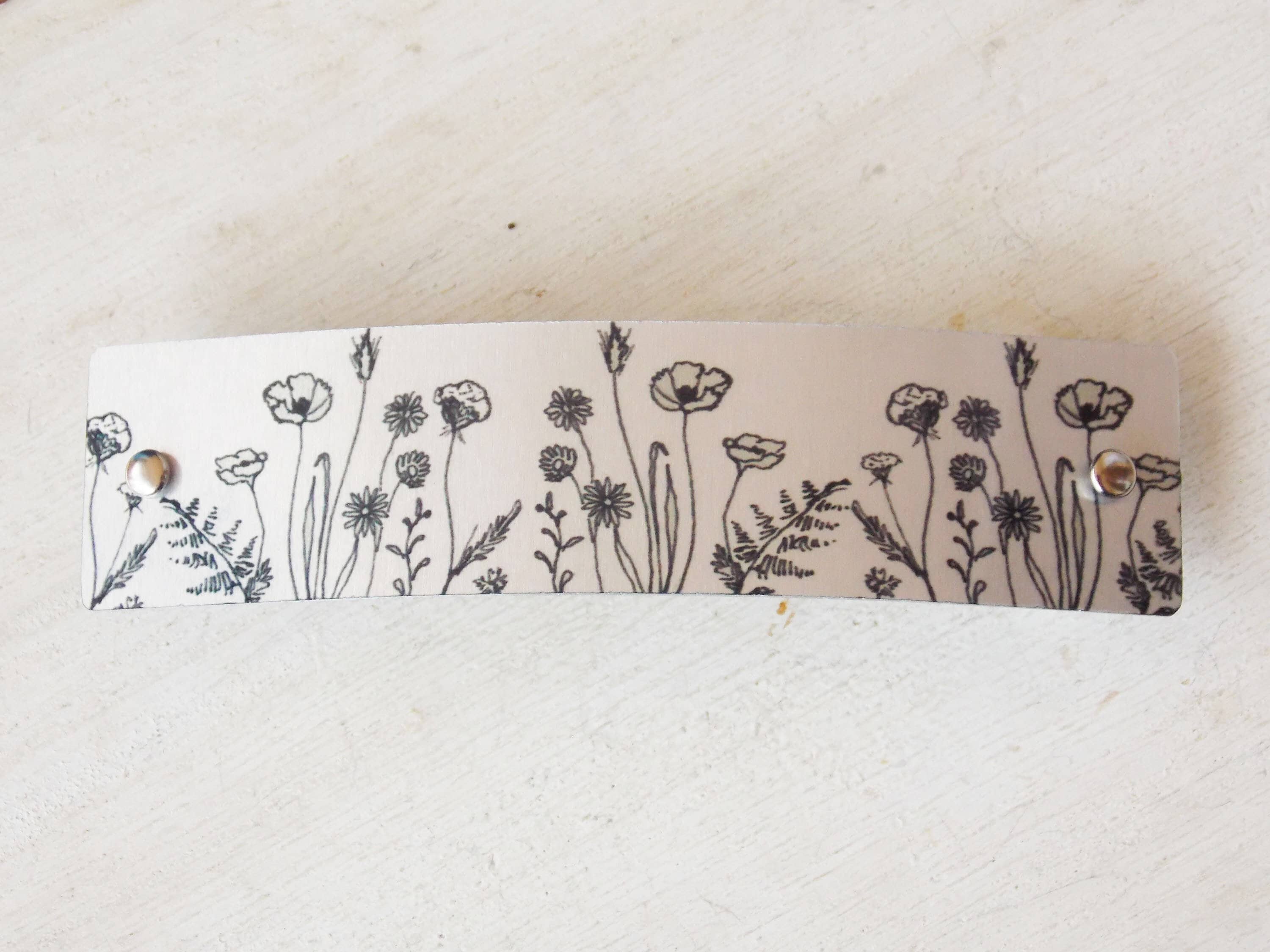 Wildflower barrette, French barrette, wildflower hair clip, nature, neutral, trendy barrette, thick hair, thin hair, silver flower barrette