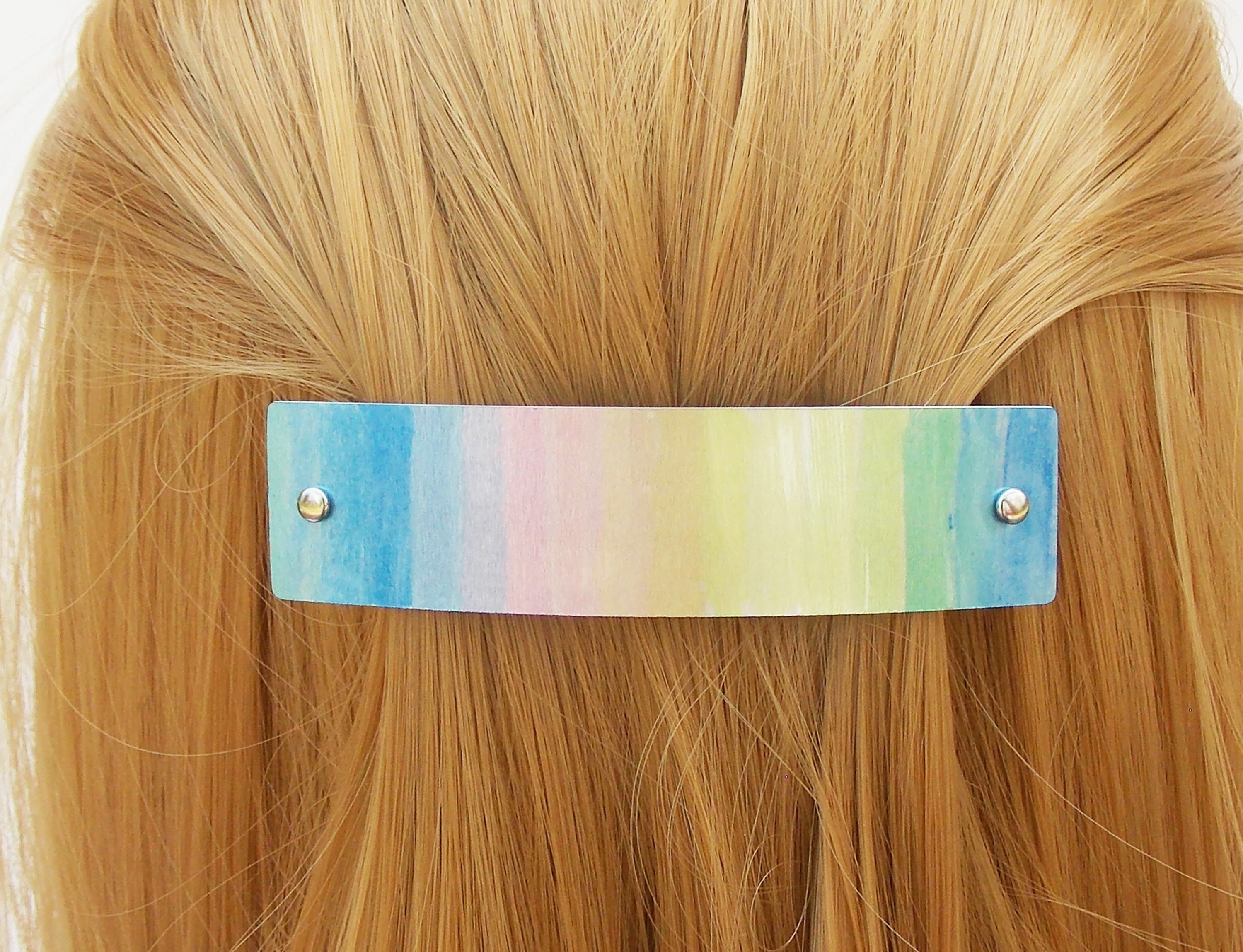 Rainbow barrette French barrette pastel barrette rainbow Etsy