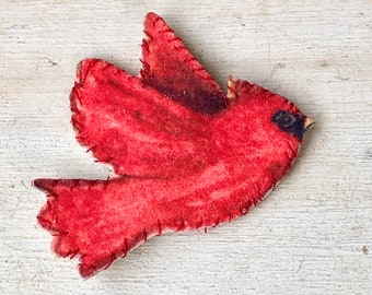 Cardinal snap clip, cardinal hair clip barrette, bird barrette, for girls, toddler snap clip. Felt bird snap clip, red bird, kids hair clip