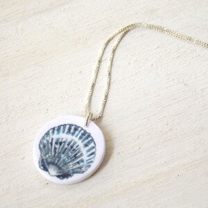 Muschel Kette, Muschel Kette, Strand Kette, Muschel Kette, Muschel Anhänger, Blaue Kette, Muschel Kette, Brautjungfer Geschenk, Muschel Kette