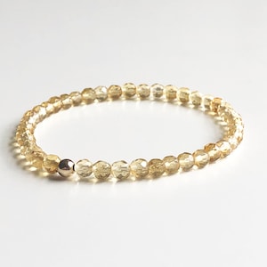 Citrine stretch bracelet, genuine citrine beaded bracelet for women, faceted gemstones, yellow, delicate, November birthstone