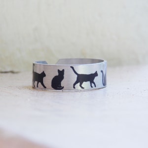 Cat ring, cat rings for women, silver cat ring, cat silhouette ring, cat lovers gift, cat jewelry, cat ring silver, black cat, kitty ring