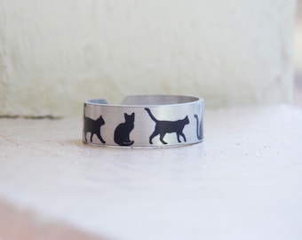 Cat ring, cat rings for women, silver cat ring, cat silhouette ring, cat lovers gift, cat jewelry, cat ring silver, black cat, kitty ring