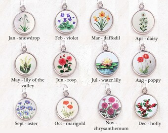 Poppy necklace, August birth flower necklace, wildflower necklace, red poppies, poppy jewelry, August birthday gift, mother's day, flower