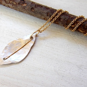 Leaf necklace, silver leaf necklace, silver and gold necklace, leaf charm necklace, fall leaf, silver necklace, aluminum jewelry, autumn