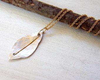 Leaf necklace, silver leaf necklace, silver and gold necklace, leaf charm necklace, fall leaf, silver necklace, aluminum jewelry, autumn