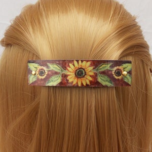 Sunflower barrette, French barrette, French clip, sunflower hair clip, flower barrette, yellow sunflower, thick hair, thin hair, sunflowers