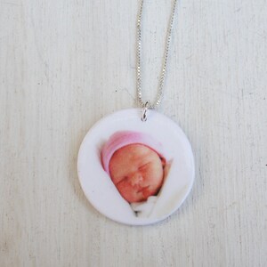 Photo necklace, photo pendant, custom photo necklace, photo charm, personalized necklace, mother's day gift, grandmother gift, baby photo image 3