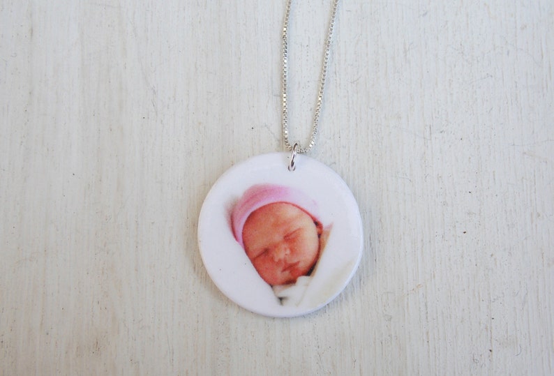 Photo necklace, photo pendant, custom photo necklace, photo charm, personalized necklace, mother's day gift, grandmother gift, baby photo image 3