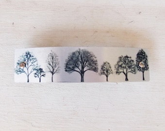 Tree barrette, French barrette, woodland, forest, nature barrette, silver tree hair clip, thick hair, thin hair, for women, wilderness gift