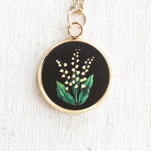 May birth flower necklace, lily of the valley necklace, birth month flower jewelry, May birthday gift, for women, lily of the valleypendant