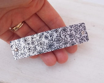 Pinza floral, pinza francesa, plateada y negra, pasador de flores, pinza para el cabello con flores, pasador neutro, pasador moderno, para cabello grueso, regalo