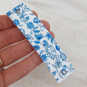 Blue floral barrette, Delft blue, Delftware, French barrette, flower vine, blue and white, crewel, flower barrette, thick hair, thin hair