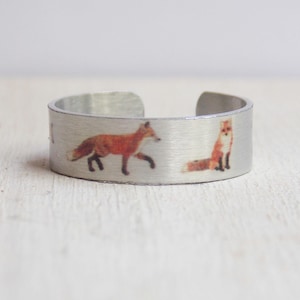 Fox ring, red fox, silver fox, wildlife jewelry, adjustable, foxes ring, woodland, silver fox ring, fox hunt, fox art, fox gift, nature ring