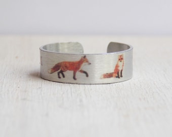 Fox ring, red fox, silver fox, wildlife jewelry, adjustable, foxes ring, woodland, silver fox ring, fox hunt, fox art, fox gift, nature ring