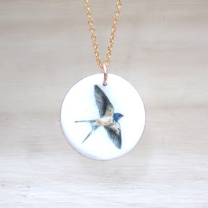 Swallow necklace, flying bird necklace, bird necklace, barn swallow, tree swallow, bird gift, nature jewelry, silver bird, gold bird, small