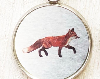 Fox necklace, red fox necklace, fox pendant, walking fox, wildlife, nature jewelry, fox jewelry, fox gift, realistic, wearable art, fox hunt