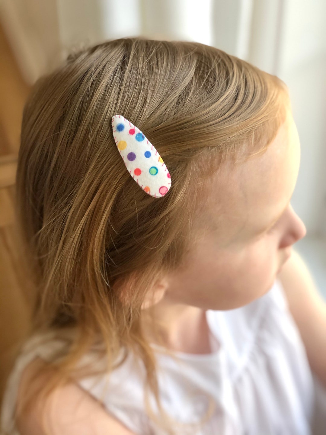Polka Dot Snap Clip Barrette, Hair Clip for Kids, Girls, Toddler Hair