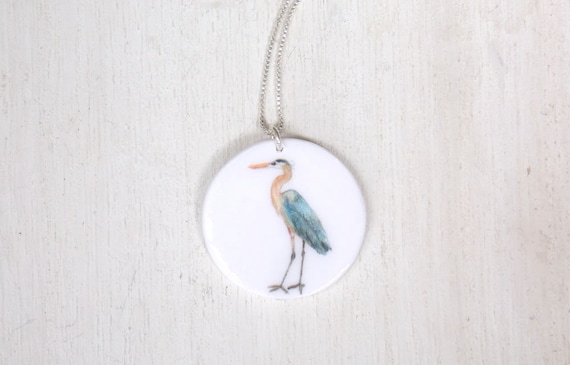 Blue heron necklace deals