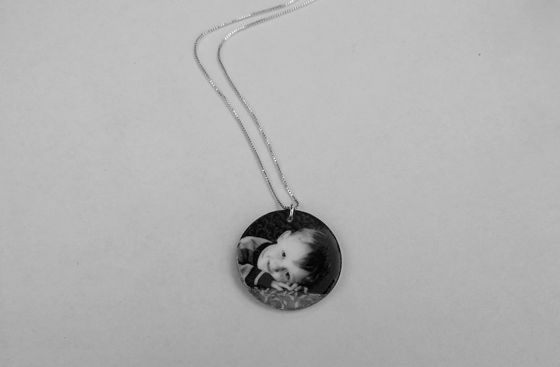 Photo necklace, photo pendant, custom photo necklace, photo charm, personalized necklace, mother's day gift, grandmother gift, baby photo image 5