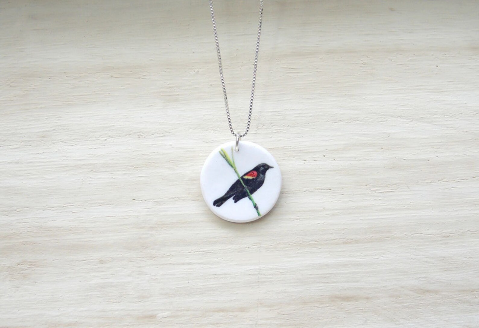 Bird Necklace Blackbird Necklace Bird Pendant Blackbird - Etsy