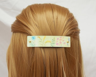 Pasador de flores silvestres, pasador francés, pasador de flores, pasadores para mujeres, cabello grueso, cabello fino, pasador de acuarela, regalo botánico