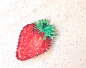 Pasador con broche de fresa, pasador de pelo con fresa, para niñas, bebés, pasador de pelo con fresa para niños, pelo fino, pelo grueso, fieltro, clippie