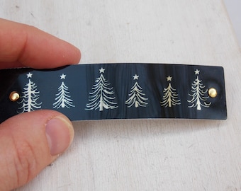 Forest barrette, pine barrette, French barrette, Christmas barrette, wilderness, woods, tree hair clip, thick hair, thin hair, for women