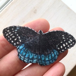 Blauwe en zwarte vlinder haarclip, turquoise vlinder snap clip, glitter vlinder, realistische vlinder haarspeldje voor vrouwen, meisjes