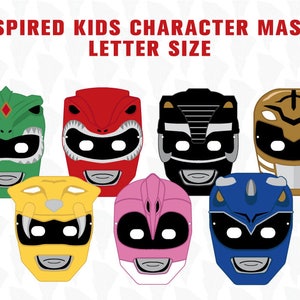 Heroes Rangers inspired 7 MASKS - Letter size - digital file - Birthday party printable files - DINOSAURS characters