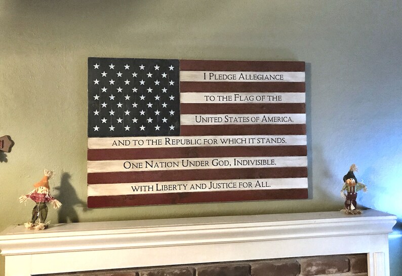 Large Painted Wood American Flag Pledge of Allegiance Etsy