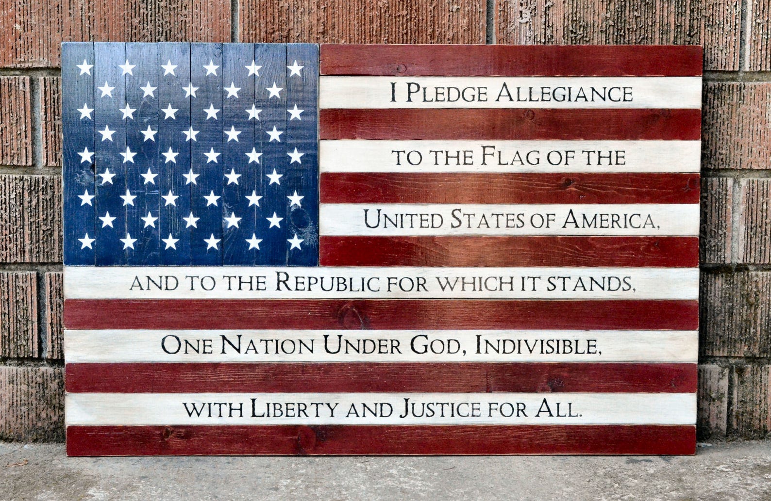 Large Painted Wood American Flag Pledge of Allegiance Etsy