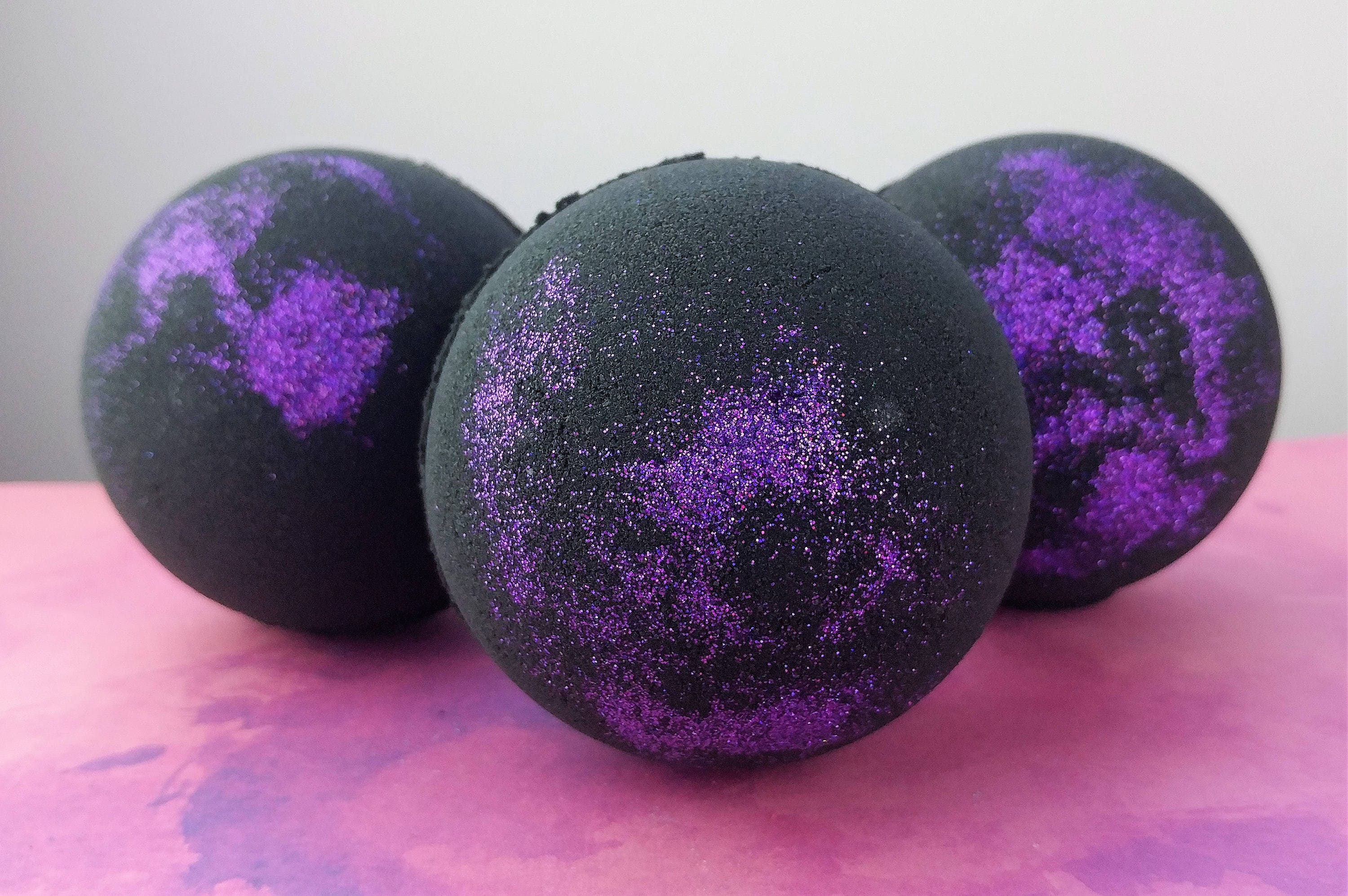 Starry Night Black Bath Bomb With Glitter Black Bathbomb Etsy