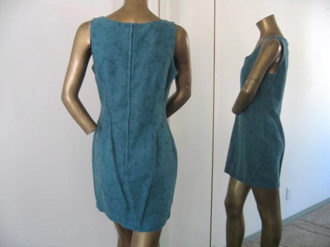 90's Gap sheath dress bluish green floral Etsy
