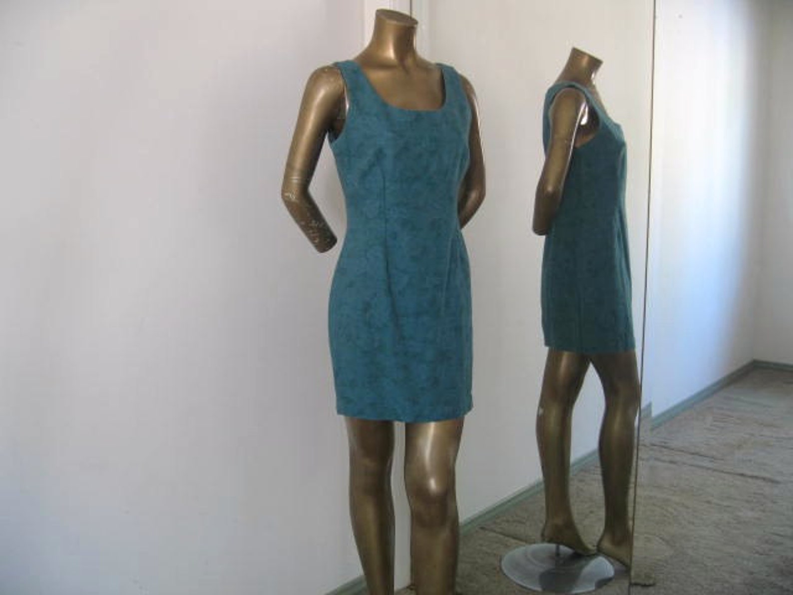 90's Gap sheath dress bluish green floral Etsy