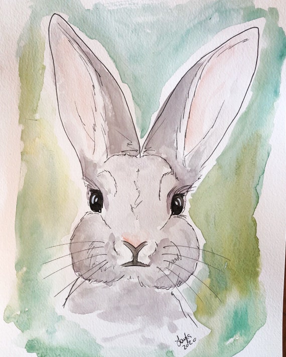 Watercolour Rabbit / Watercolor Bunny Original Portrait Etsy