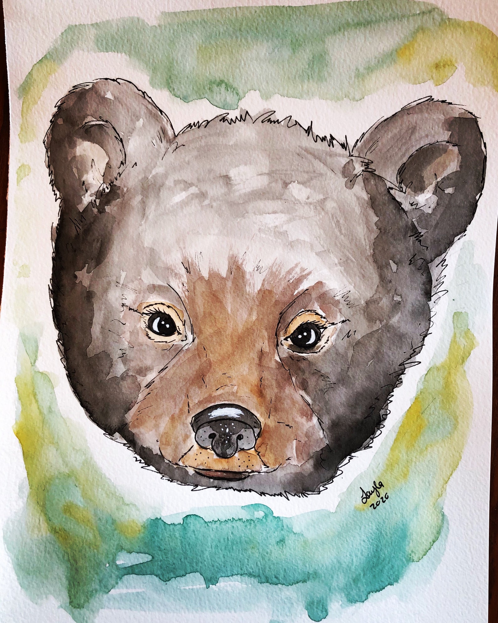 Aquarell Bär / Aquarell Cub original Gemälde Porträt - Etsy.de