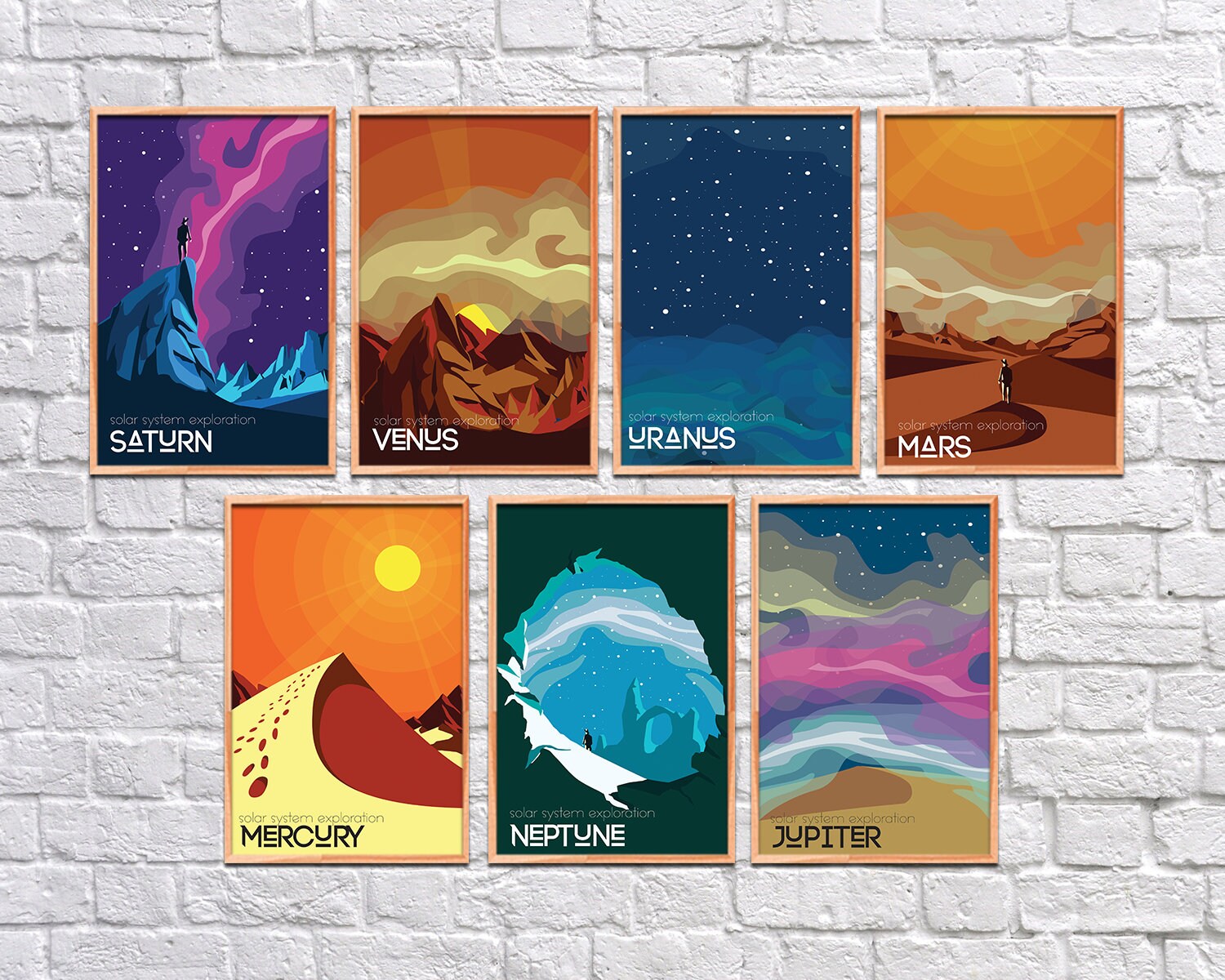 Space Travel Poster Set: Solar System Exploration Prints (digital